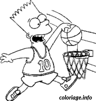 Dessin bart Simpson joue au basketball Coloriage Gratuit à Imprimer