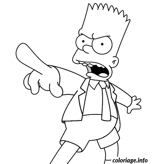 Dessin Bart en colere avec une cravate Coloriage Gratuit à Imprimer