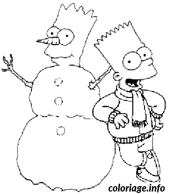 Dessin Bonhomme de neige Bart Coloriage Gratuit à Imprimer