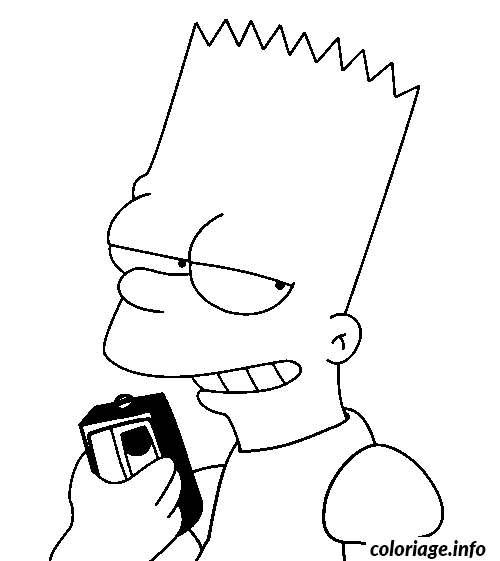 Dessin Bart Simpson tient un magnetophone Coloriage Gratuit à Imprimer