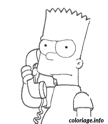 Dessin Bart serieux au telephone Coloriage Gratuit à Imprimer