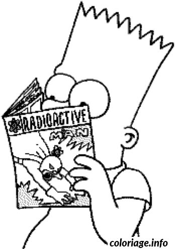 Dessin Bart lis une bande dessinee Coloriage Gratuit à Imprimer