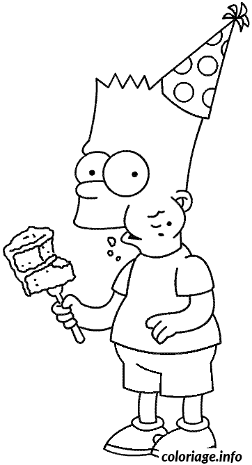Dessin Bart mange a une fete Coloriage Gratuit à Imprimer