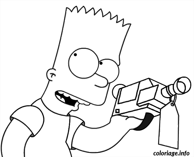 Dessin Bart Simpson avec un camescope Coloriage Gratuit à Imprimer