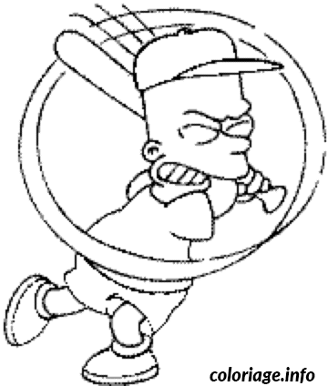 Dessin Bart Simpson joue au base ball Coloriage Gratuit à Imprimer