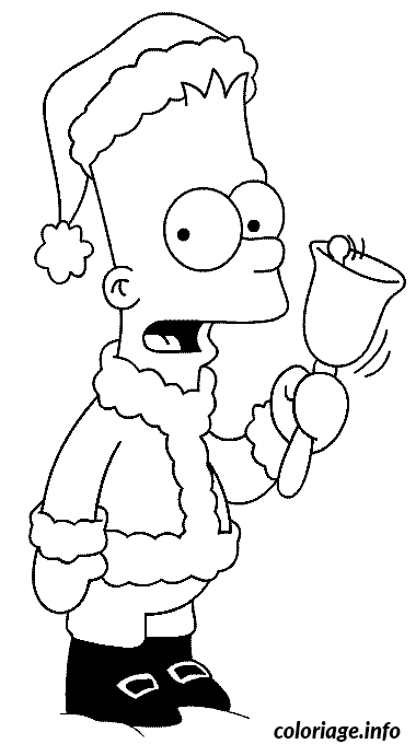 Coloriage Bart Simpson en pere noel - JeColorie.com