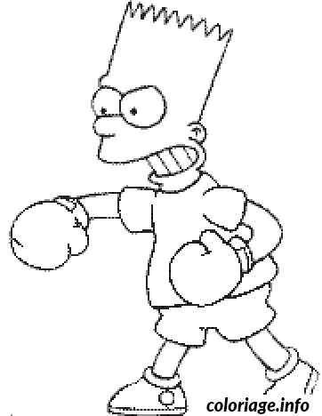 Dessin Bart Simpson est un boxeur Coloriage Gratuit à Imprimer