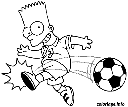 Dessin Bart joue au foot Coloriage Gratuit à Imprimer