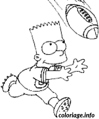 Dessin Bart joue au football americain Coloriage Gratuit à Imprimer