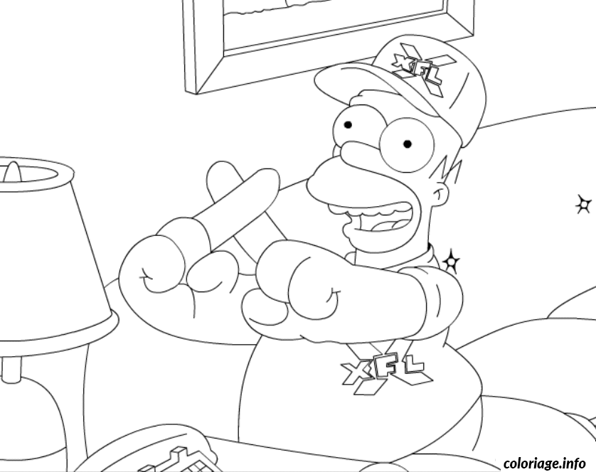 Dessin The simpsons Homer XFL Coloriage Gratuit à Imprimer