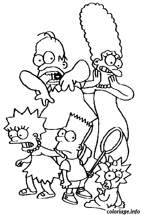 Dessin la famille simpson effarayee Coloriage Gratuit à Imprimer