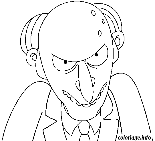 Dessin dessin simpson Mr Burns de face Coloriage Gratuit à Imprimer