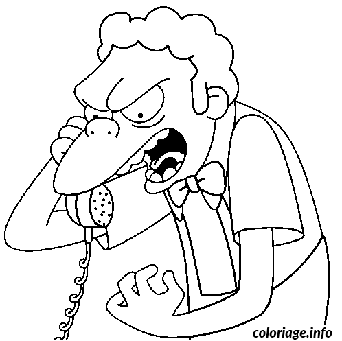 Dessin dessin simpson Moe s enerve au telephone Coloriage Gratuit à Imprimer