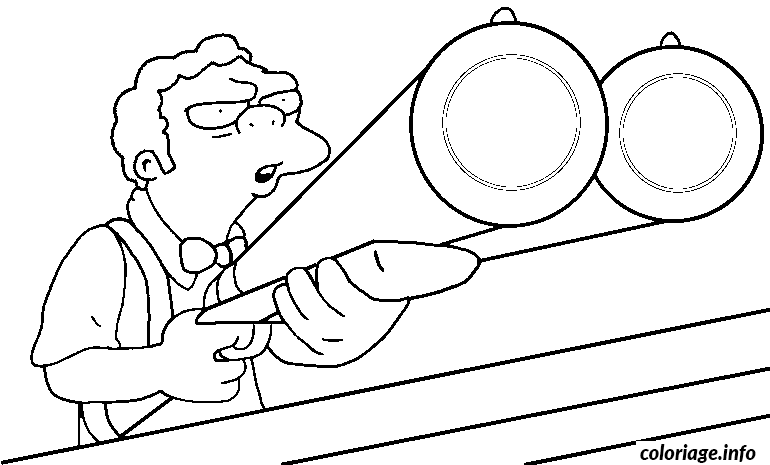 Dessin dessin simpson Moe avec son fusil Coloriage Gratuit à Imprimer