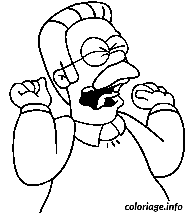 Dessin dessin simpson Ned Flanders qui baille Coloriage Gratuit à Imprimer