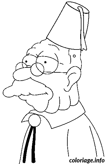 Dessin dessin simpson Abraham porte un chapeau rouge Coloriage Gratuit à Imprimer