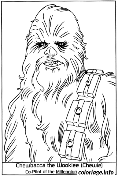 Coloriage dessin starwars Chewbacca Wookiee Chewie - JeColorie.com
