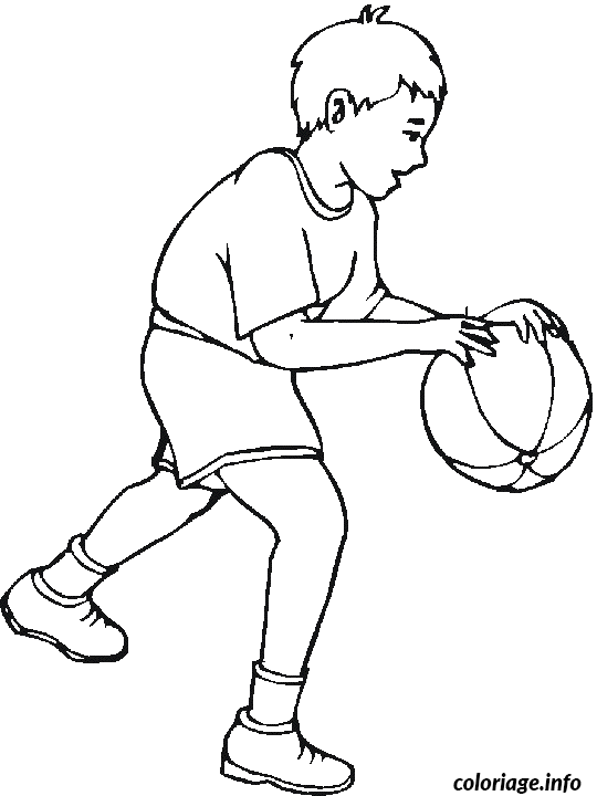 Dessin dessin enfant joue au basket ball Coloriage Gratuit à Imprimer