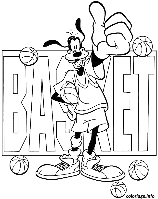 Coloriage Dessin Dingo Adore Le Basket Ball Dessin à Imprimer