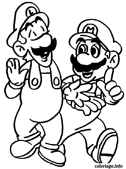 Coloriage Mario Et Luigi Discutent Dessin à Imprimer