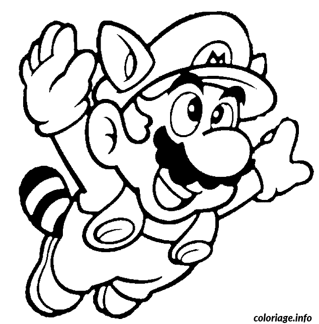 Dessin Mario en raton laveur Coloriage Gratuit à Imprimer