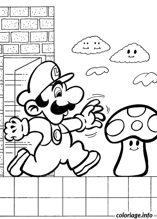 Dessin Mario Bros court Coloriage Gratuit à Imprimer