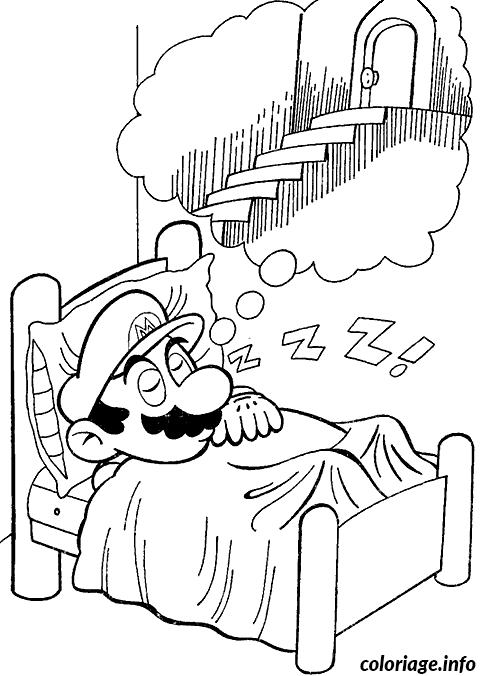 Dessin Mario reve Coloriage Gratuit à Imprimer