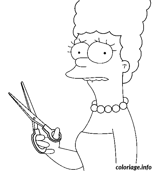 Dessin Marge avec des ciseaux Coloriage Gratuit à Imprimer