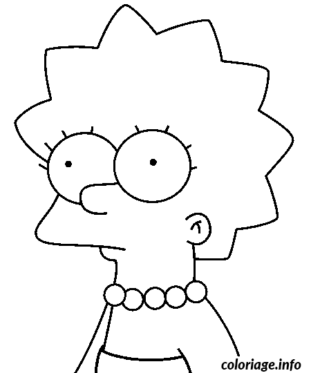 Dessin Lisa Simpson avec un collier de perle Coloriage Gratuit à Imprimer