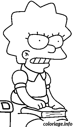 Dessin Lisa Simpson avec un livre Coloriage Gratuit à Imprimer