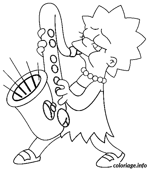 Dessin Lisa joue du saxophone Coloriage Gratuit à Imprimer