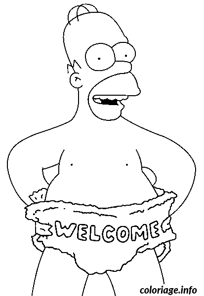 Dessin Homer Simpson welcome Coloriage Gratuit à Imprimer