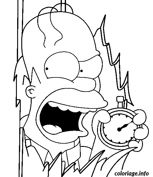 Dessin Homer a la tete qui traverse un mur Coloriage Gratuit à Imprimer