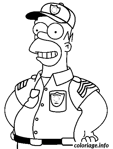 Coloriage Homer En Policier dessin