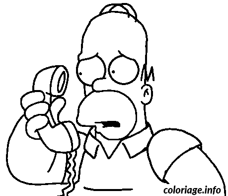 Dessin Homer inquiet au telpehone Coloriage Gratuit à Imprimer
