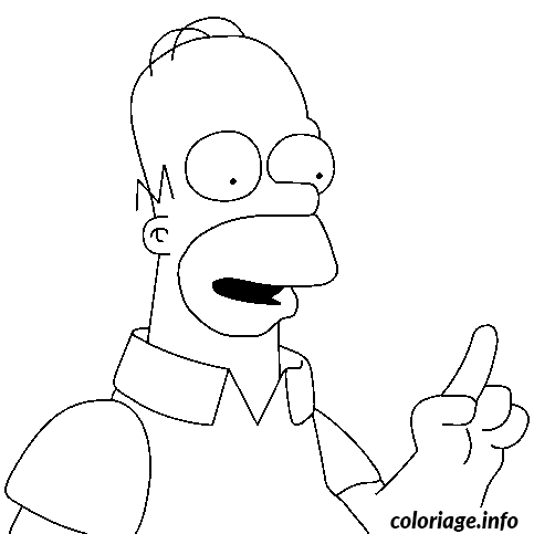Dessin Homer Simpson leve le doigt Coloriage Gratuit à Imprimer