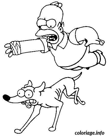 Dessin Homer et le chien petit papa noel Coloriage Gratuit à Imprimer