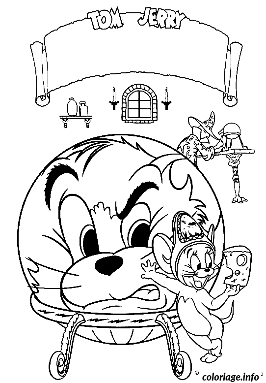Dessin Tom et Jerry Halloween Coloriage Gratuit à Imprimer
