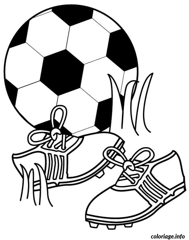 Coloriage Ballon De Foot Et Chaussures Dessin Football A Imprimer