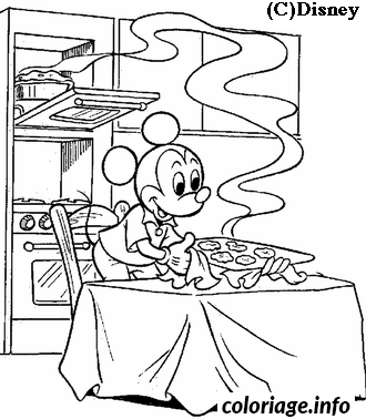 Dessin Mickey fait des cookies Coloriage Gratuit à Imprimer
