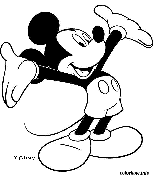 Dessin Mickey les bras ouverts Coloriage Gratuit à Imprimer
