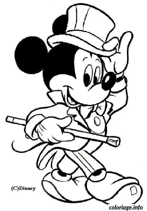 Dessin dessin de Mickey en costume Coloriage Gratuit à Imprimer