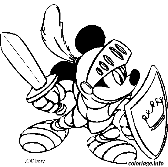 Dessin Mickey chevalier Coloriage Gratuit à Imprimer