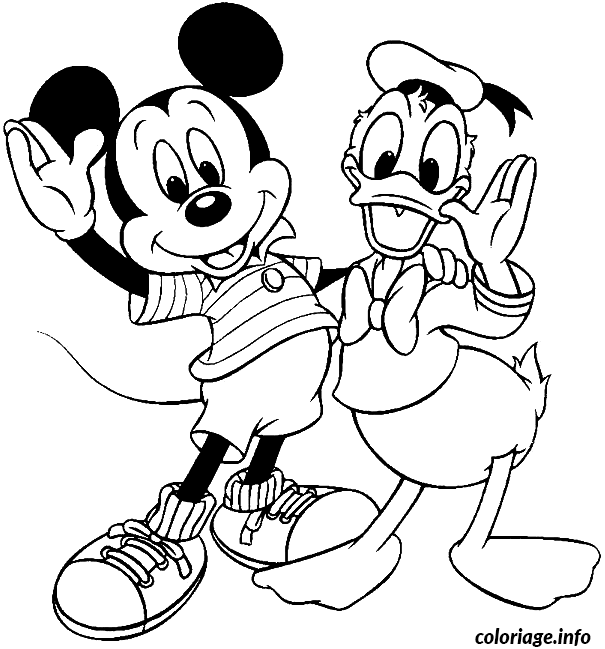 Dessin dessin de Mickey et son ami Donald Coloriage Gratuit à Imprimer