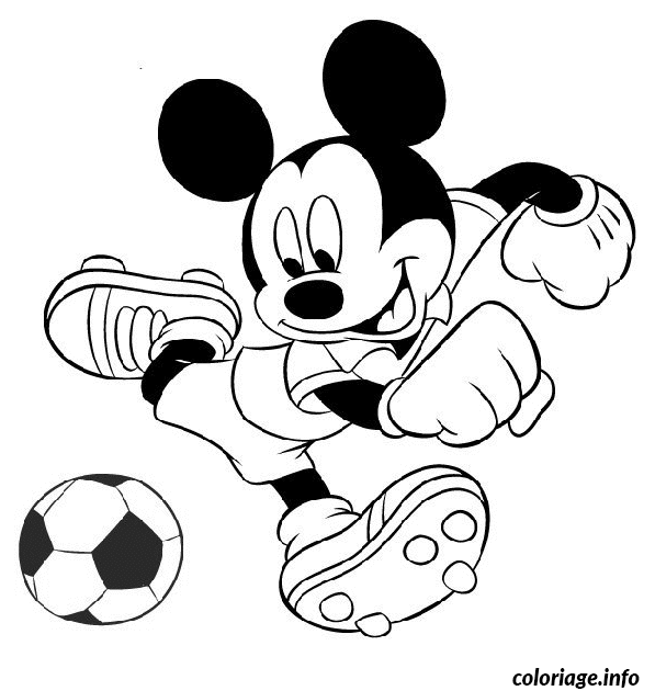 Dessin Mickey joue au foot Coloriage Gratuit à Imprimer