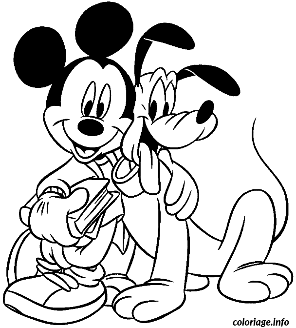Dessin Mickey et son chien Pluto Coloriage Gratuit à Imprimer