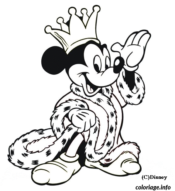 Dessin dessin de Mickey en roi Coloriage Gratuit à Imprimer