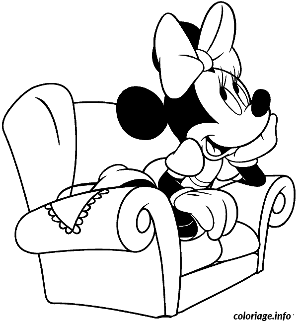 Dessin Minnie reve sur son fauteuil Coloriage Gratuit à Imprimer