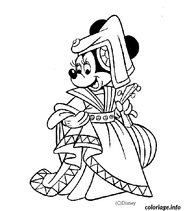 Dessin dessin de Minnie en princesse Coloriage Gratuit à Imprimer