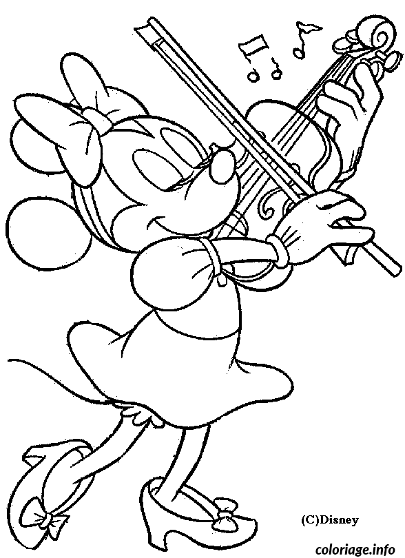 Dessin dessin de Minnie qui joue du violon Coloriage Gratuit à Imprimer